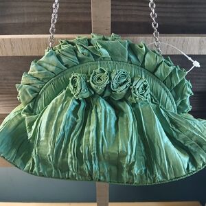 NWT Elegant Green Ruffled Women's Bag